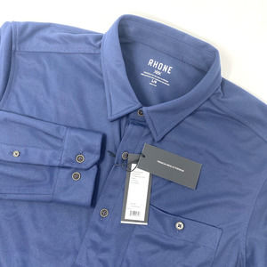Rhone Men's Large Hardy Flannel Long Sleeve Brushed Stretch Jacquard Blue